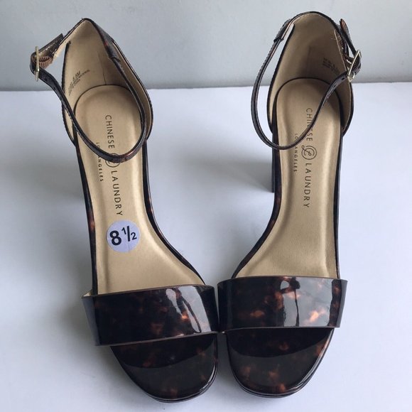 Chinese Laundry paten tortoise block heel sandals 8.5 - Picture 3 of 6